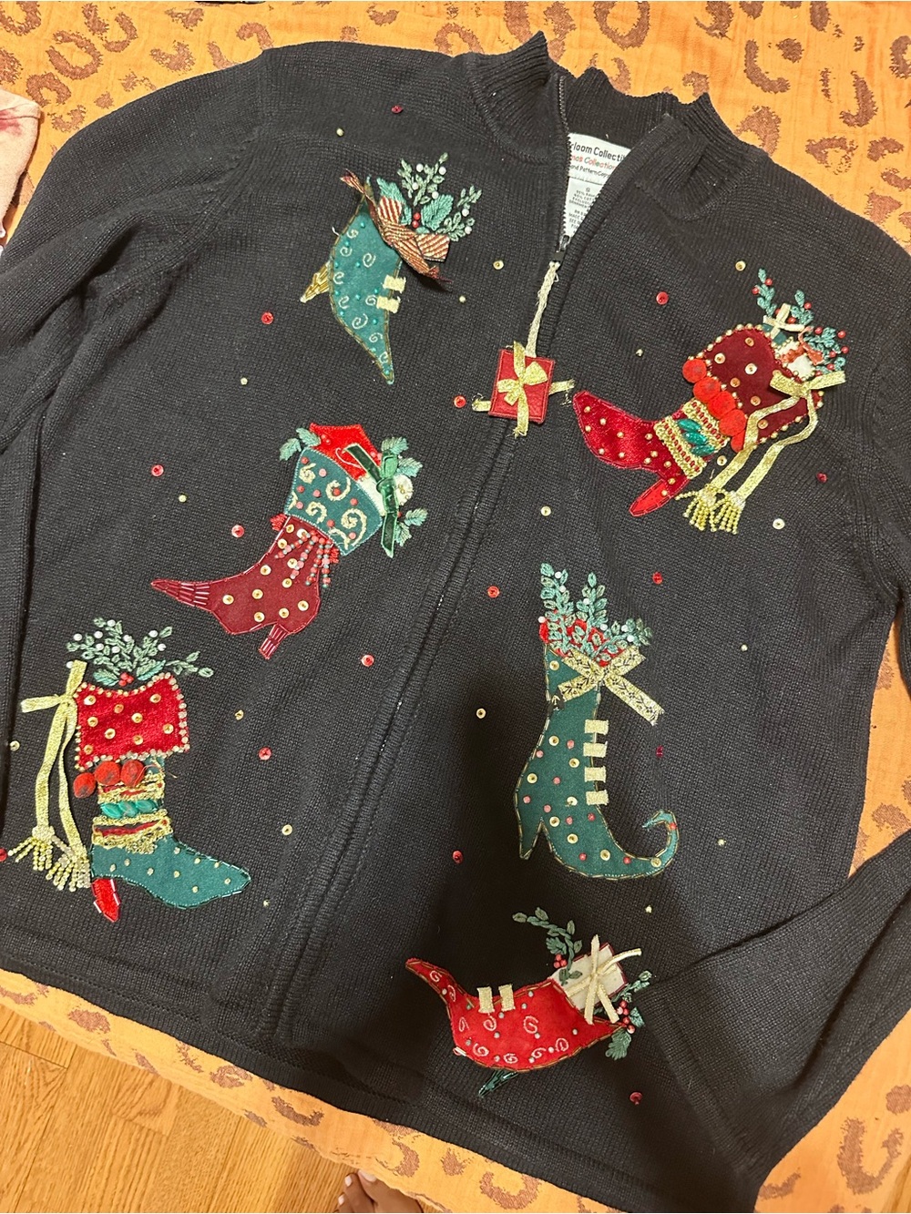 Vintage Ballroom Collection Embellished Christmas Cardigan – Size Small